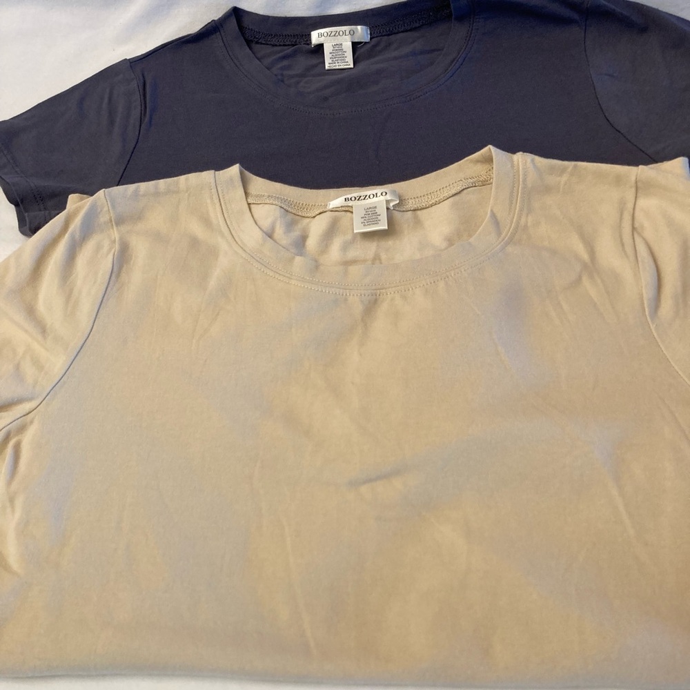Bozzolo set of 2 Tee Shirt Tops cream n gray Large